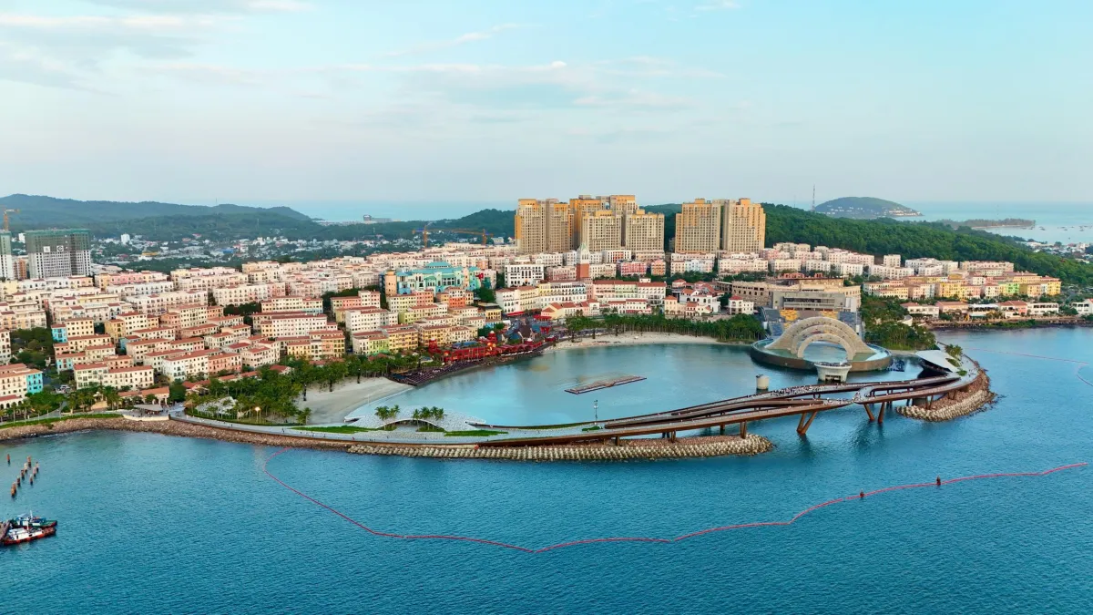 Sunset Town and Kiss Bridge in South Phu Quoc Vietnam