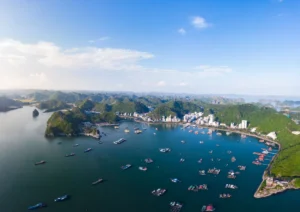 Aerial View of Phu Quoc Bay with Fishing Boats